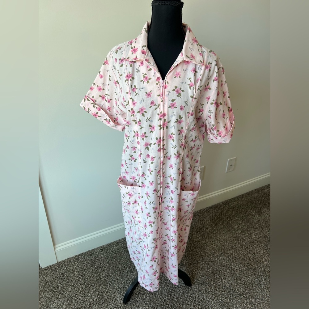Vintage Fundamentals Zip Front Cottagecore Midi House Dress Size 10